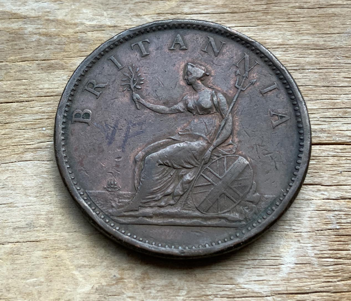 early 1849 advertising token coin for Annand Smith Family Grocers Melbourne Australia C268